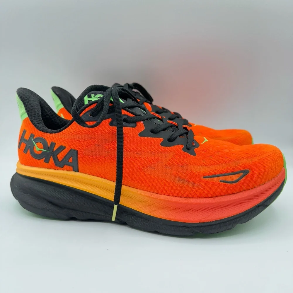 Hoka One One Clifton 9 Flame Vibrant Orange Road Running Walking Men’s Size 11 - Picture 2 of 8